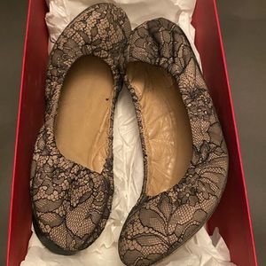 Valentino Garavani Blush/Nero Lace Ballerina Flats